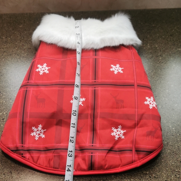 XL dog coat Red White Black Deer Fleece nylon New no tags snowflake fake fur - Picture 6 of 12
